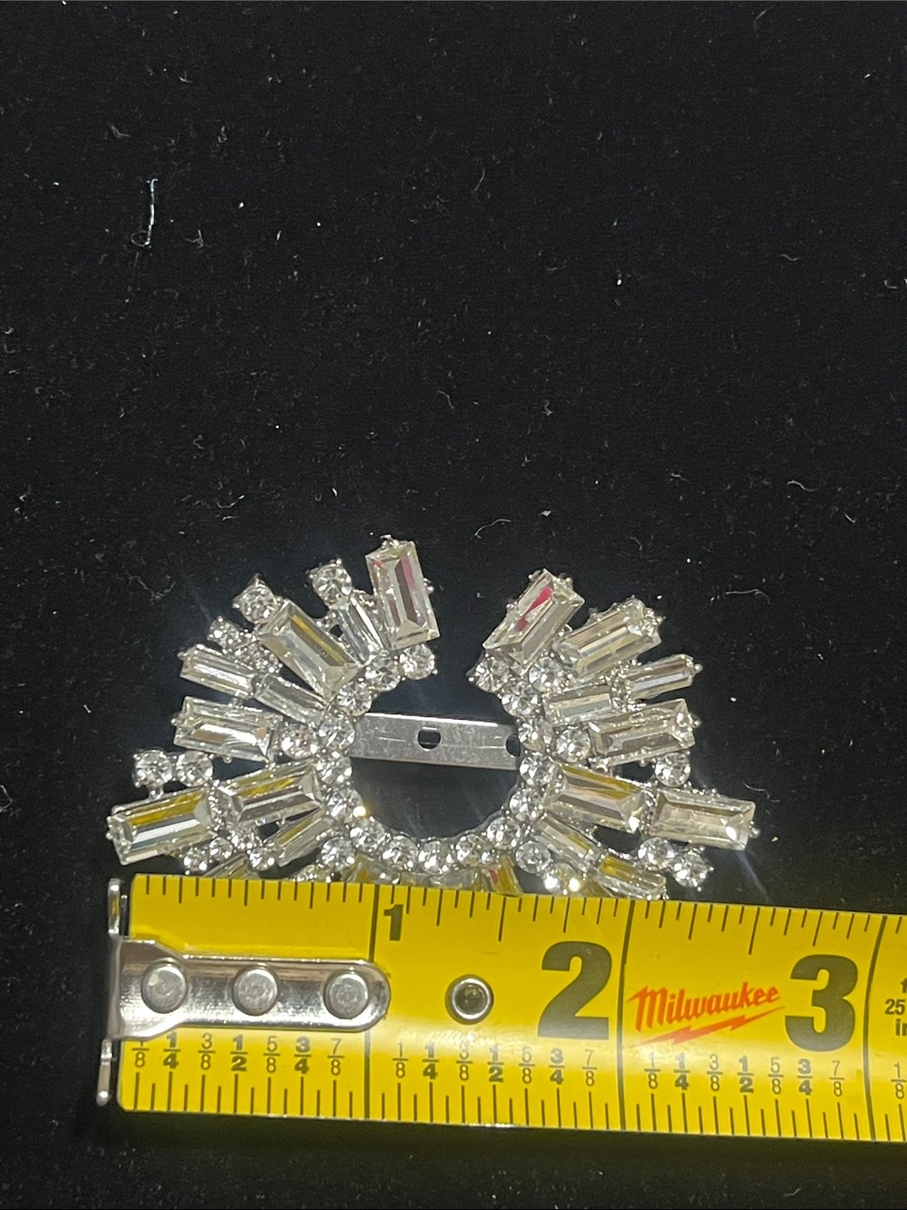 Crystal Sunburst Brooch - Silver Clear Hand Crafted - Picture 9 of 10